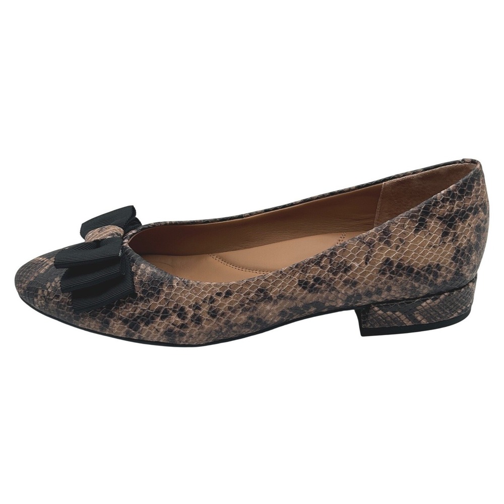 Kenneth Cole Gentle Souls Atlas Flat Women's 11M, Brown Snake Embossed Leather